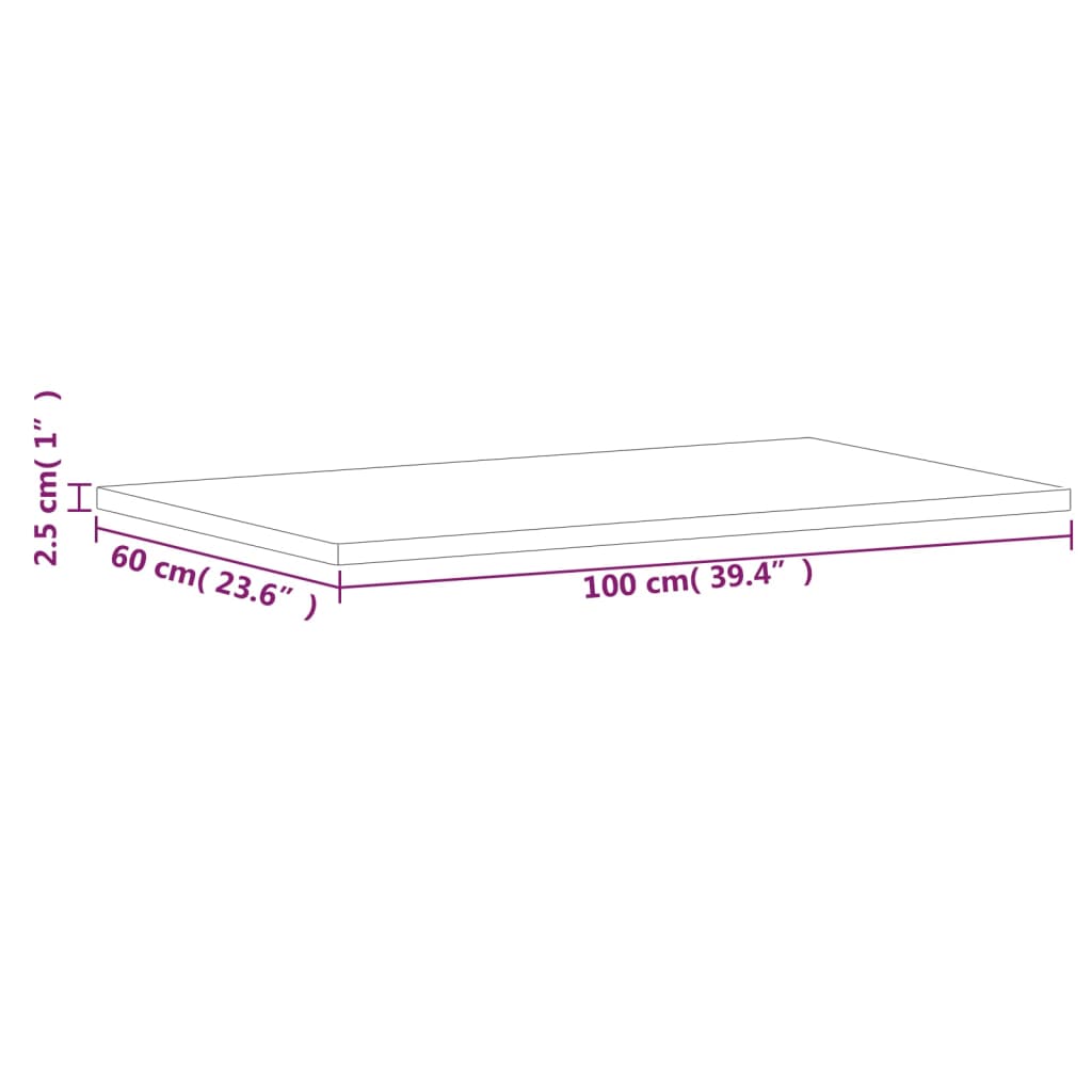 bordplade til badeværelse 100x60x2,5 cm massivt bøgetræ