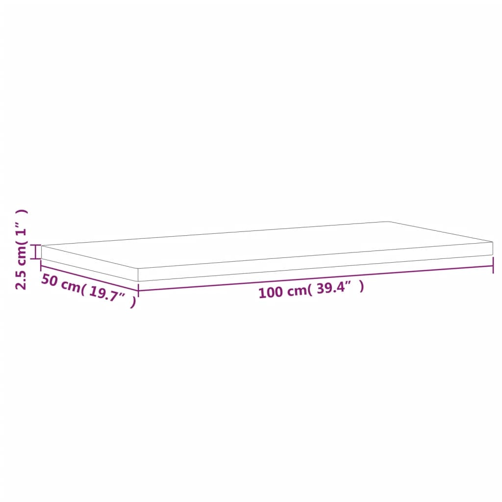 bordplade til badeværelse 100x50x2,5 cm massivt bøgetræ