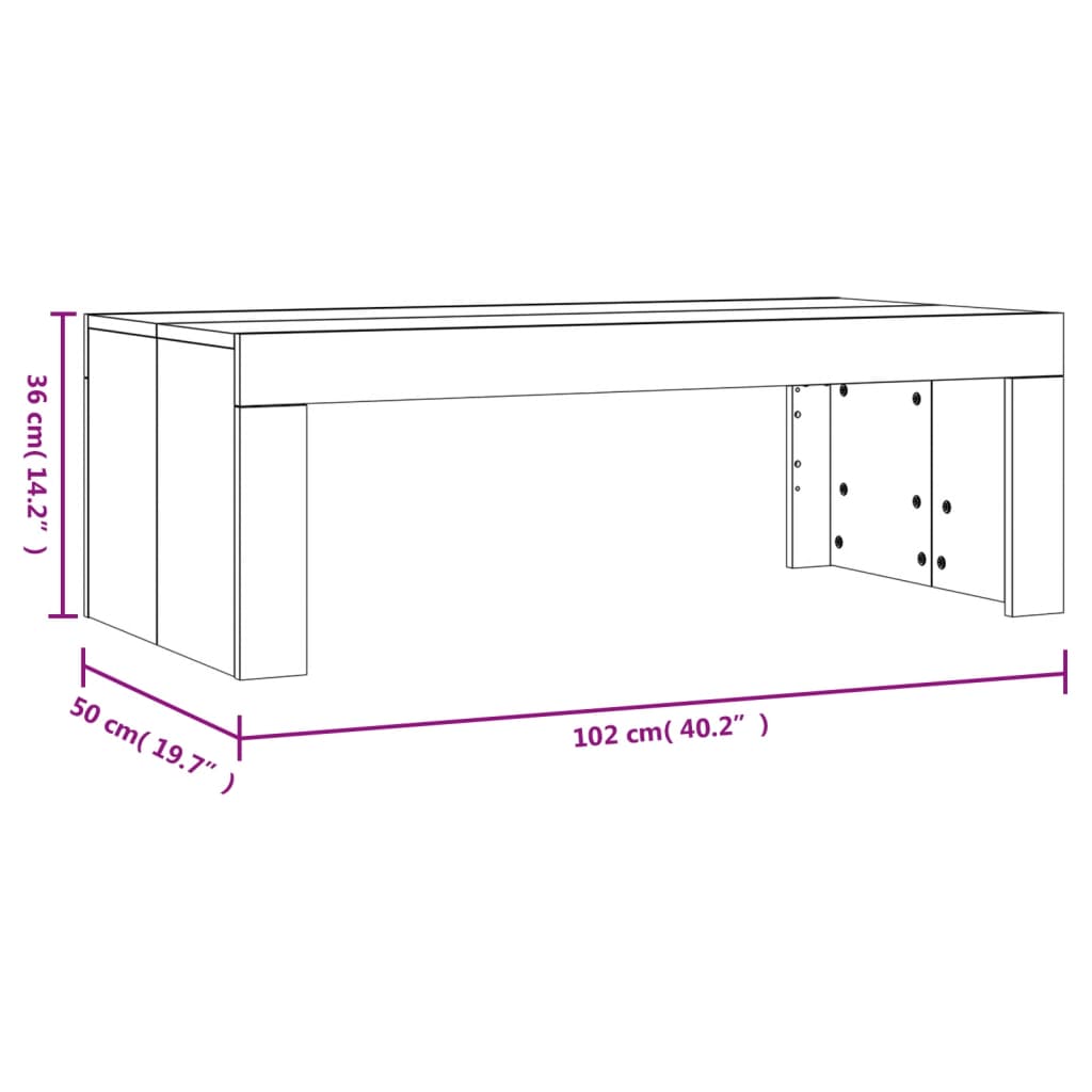 sofabord 102x50x36 cm konstrueret træ hvid