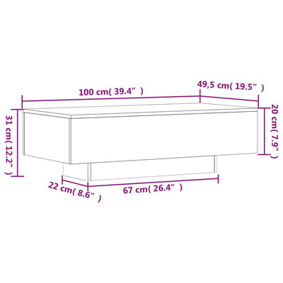 sofabord 100x49,5x31 cm konstrueret træ sort