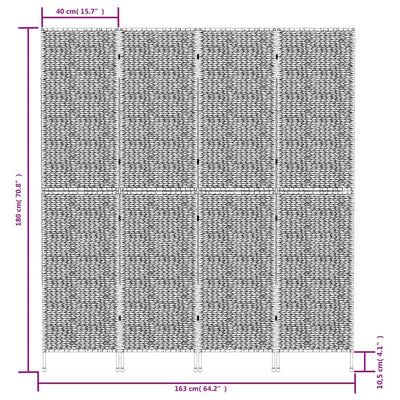 rumdeler med 4 paneler 163x180 cm vandhyacint brun