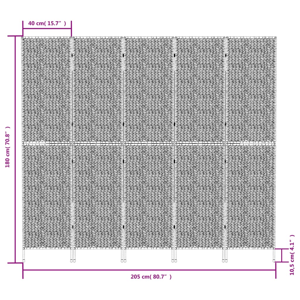 rumdeler med 5 paneler 205x180 cm vandhyacint