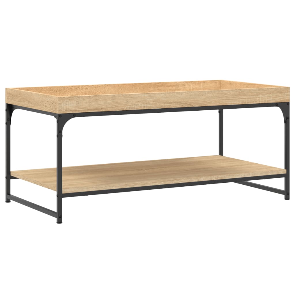 sofabord 100x49x45 cm konstrueret træ sonoma-eg