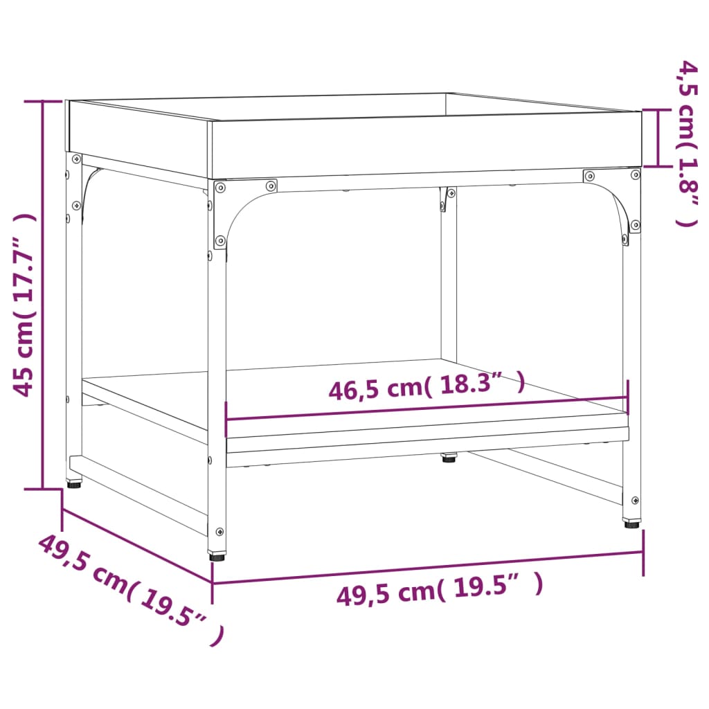 sofabord 49,5x49,5x45 cm konstrueret træ sonoma-eg