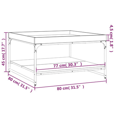 sofabord 80x80x45 cm konstrueret træ og jern sort