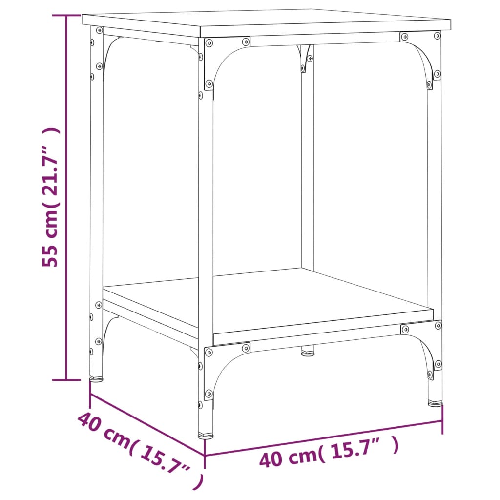 sofabord 40x40x55 cm konstrueret træ sort