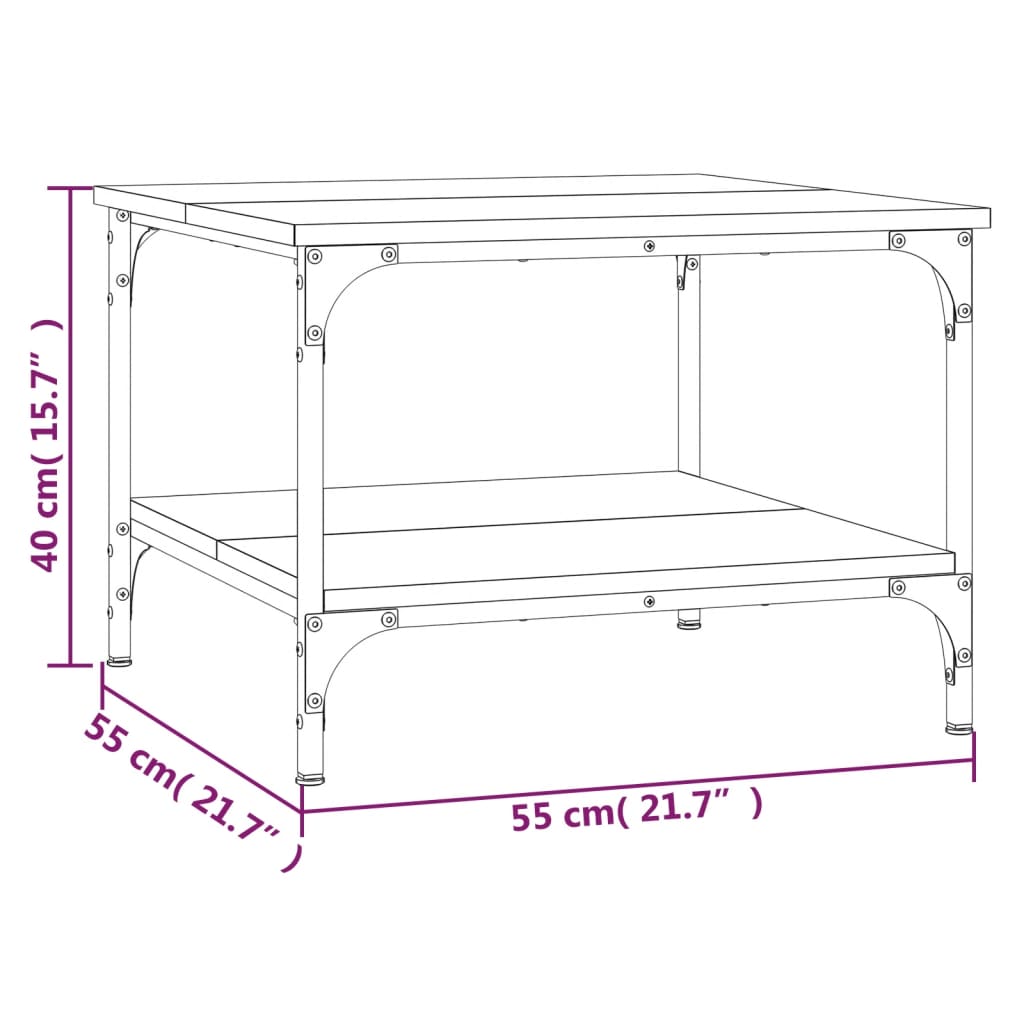 sofabord 55x55x40 cm konstrueret træ sort