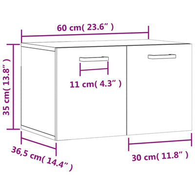 vægskab 60x36,5x35 cm konstrueret træ røget egetræsfarve