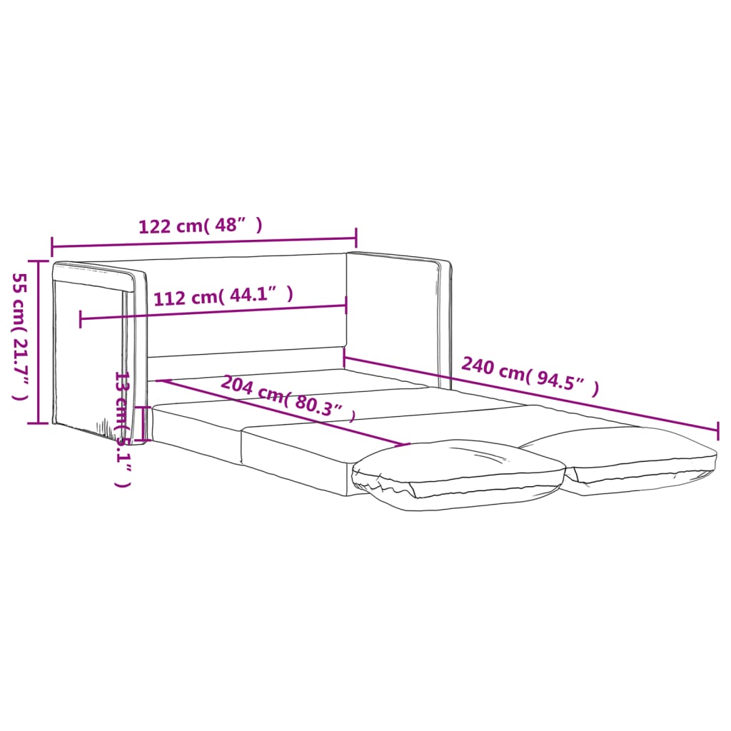 2-i-1 sovesofa 122x204x55 cm velour mørkegrå