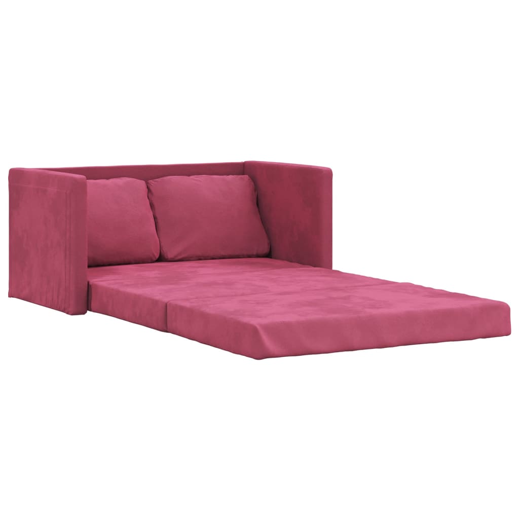 2-i-1 sovesofa 122x204x55 cm velour vinrød