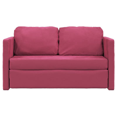 2-i-1 sovesofa 122x204x55 cm velour vinrød