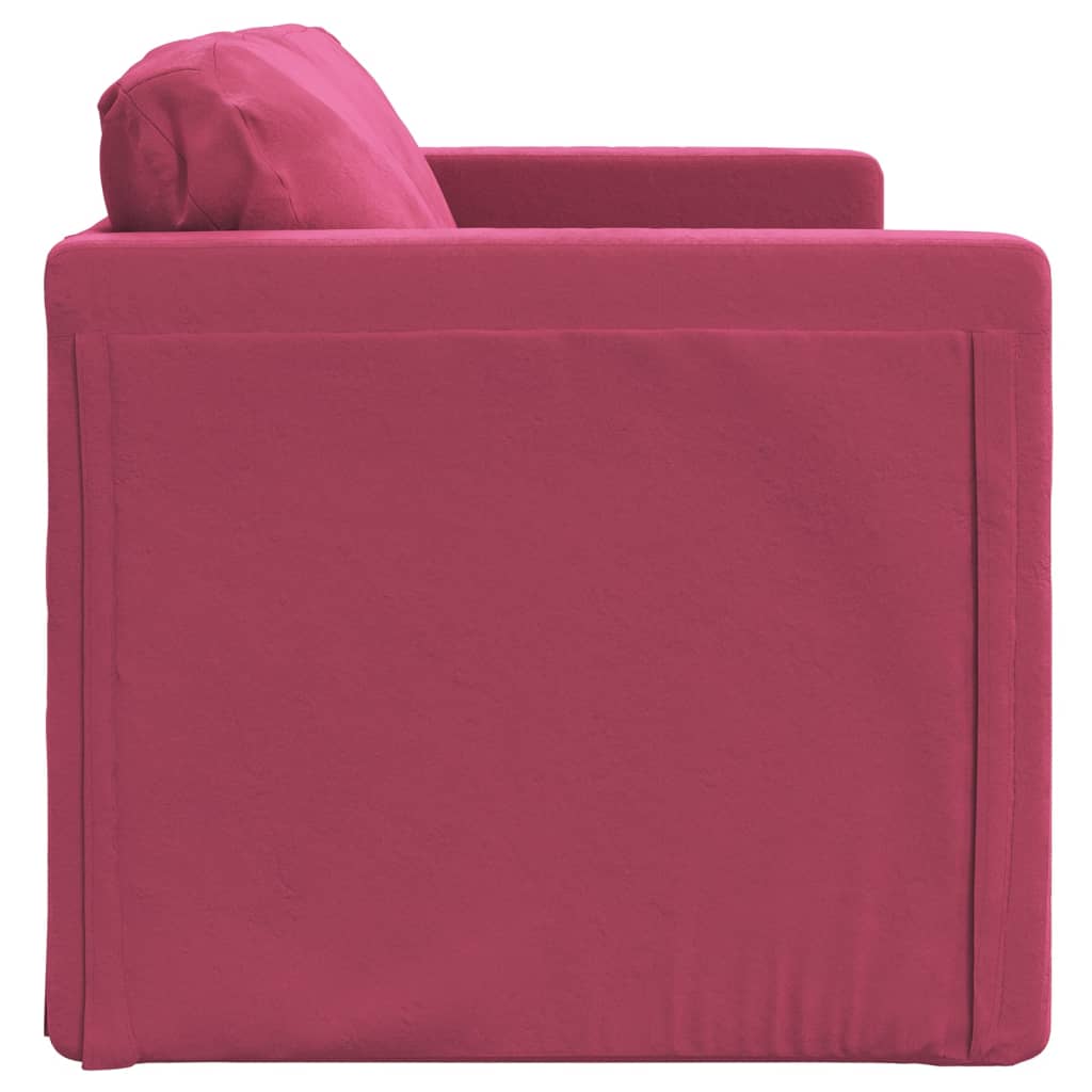 2-i-1 sovesofa 122x204x55 cm velour vinrød