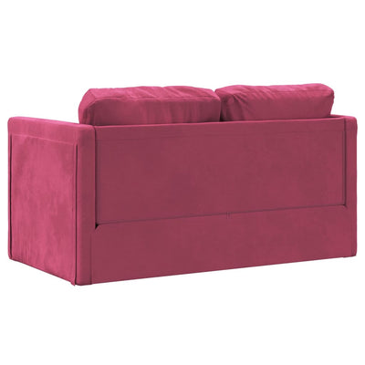 2-i-1 sovesofa 122x204x55 cm velour vinrød