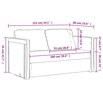 2-i-1 sovesofa 112x174x55 cm stof lysegrå