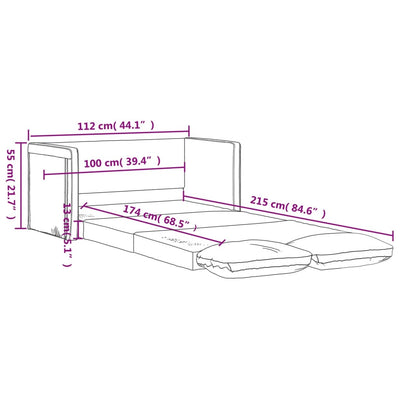 2-i-1 sovesofa 112x174x55 cm stof mørkegrå