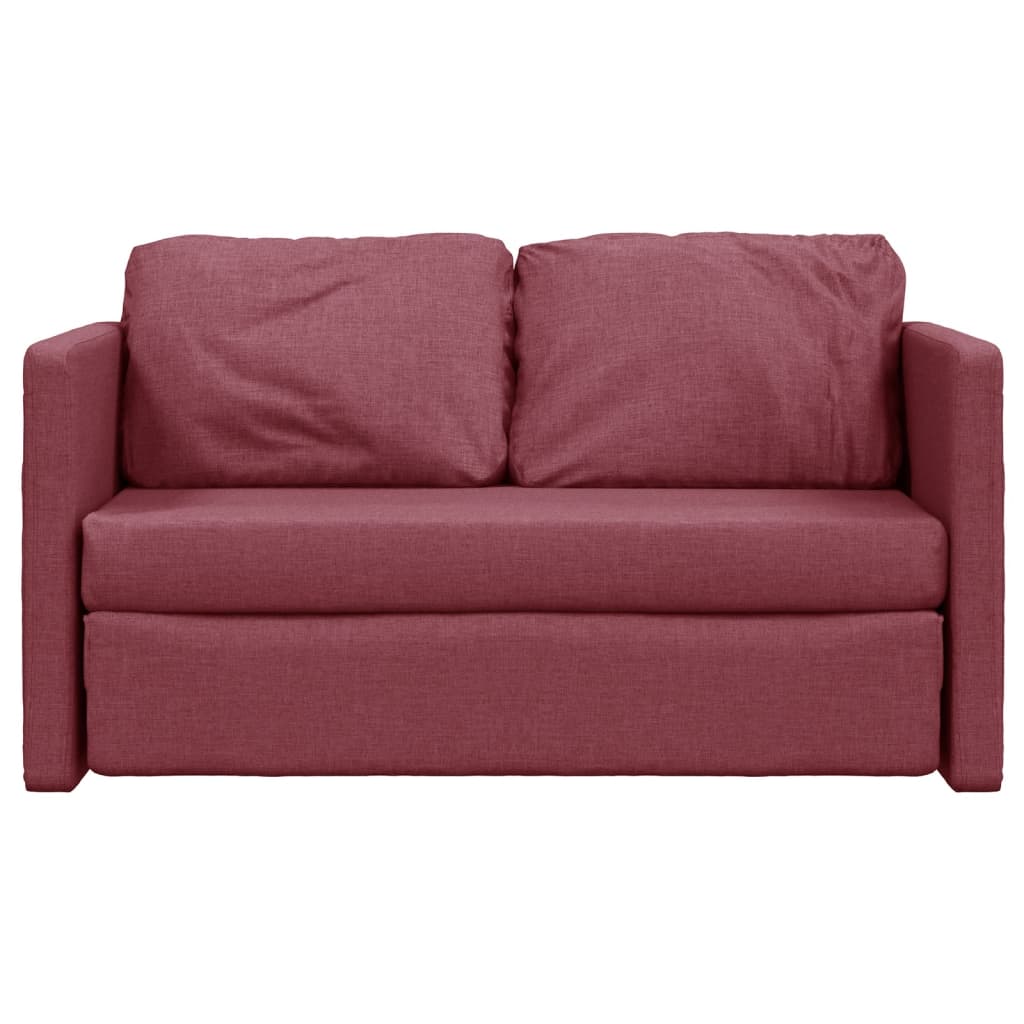 2-i-1 sovesofa 112x174x55 cm stof vinrød