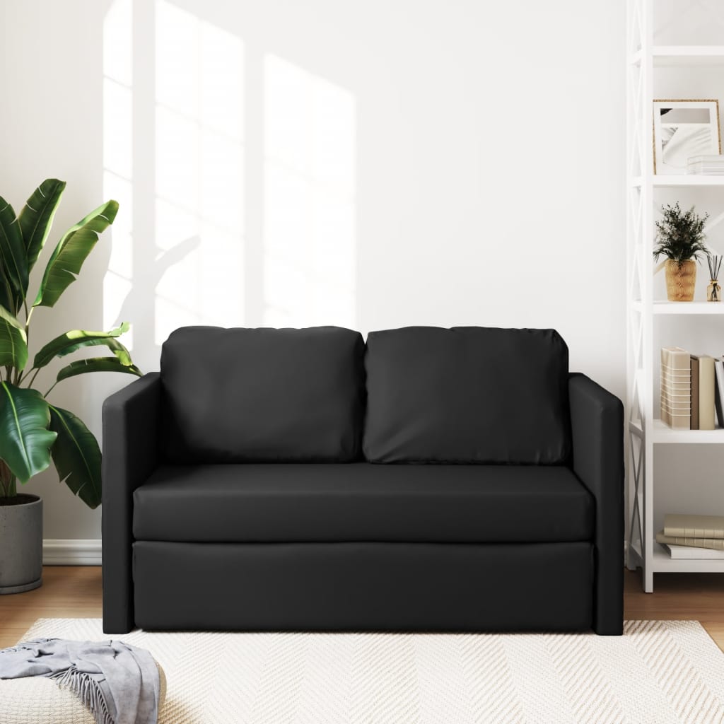 2-i-1 sovesofa 112x174x55 cm kunstlæder sort