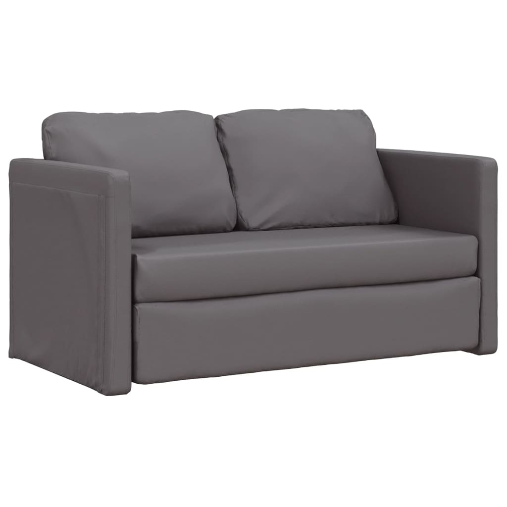 2-i-1 sovesofa 112x174x55 cm kunstlæder grå