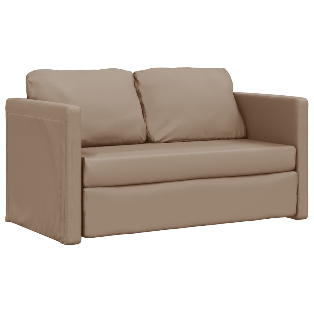 2-i-1 sovesofa 112x174x55 cm kunstlæder cappuccinofarvet