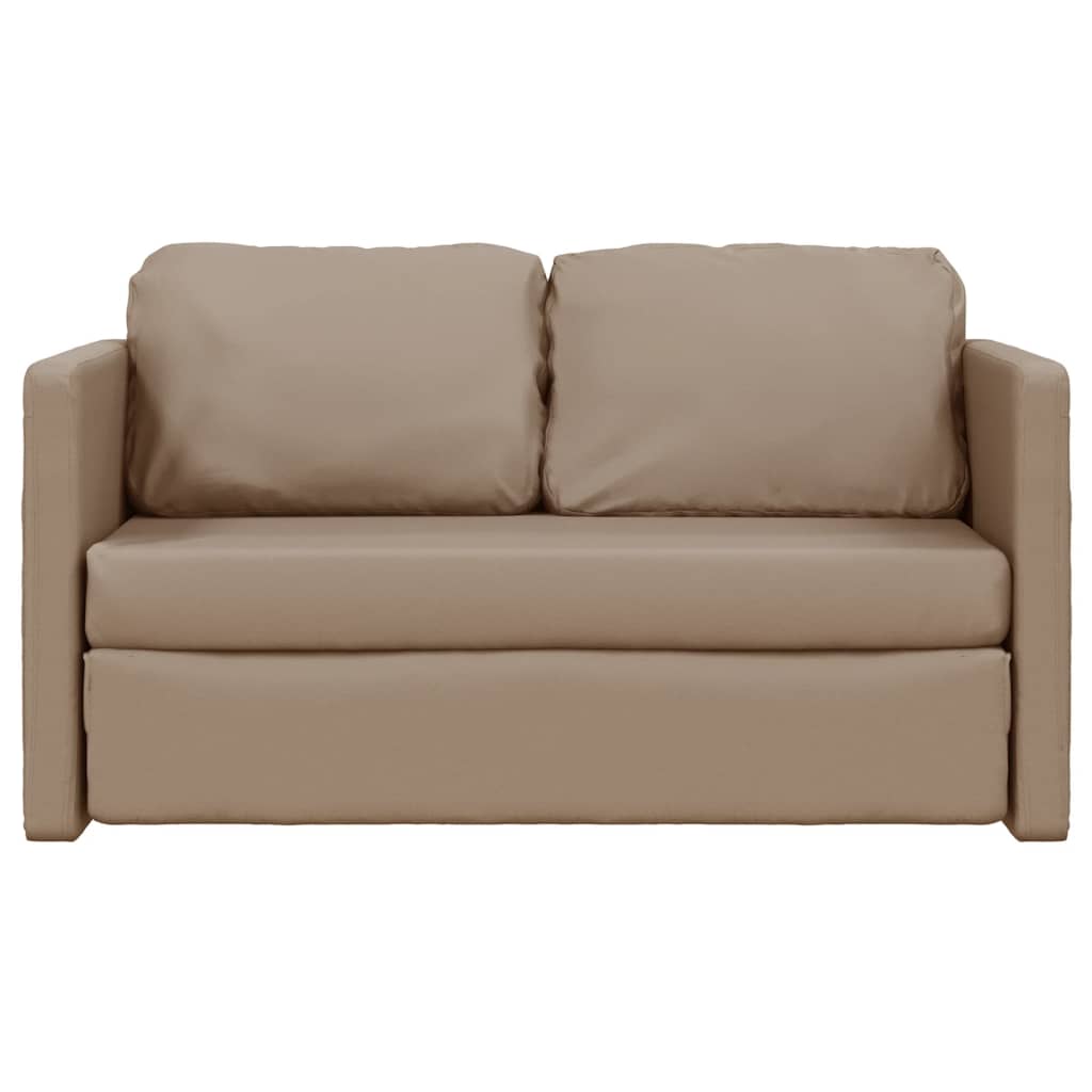 2-i-1 sovesofa 112x174x55 cm kunstlæder cappuccinofarvet