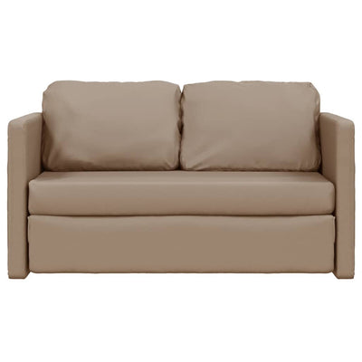 2-i-1 sovesofa 112x174x55 cm kunstlæder cappuccinofarvet