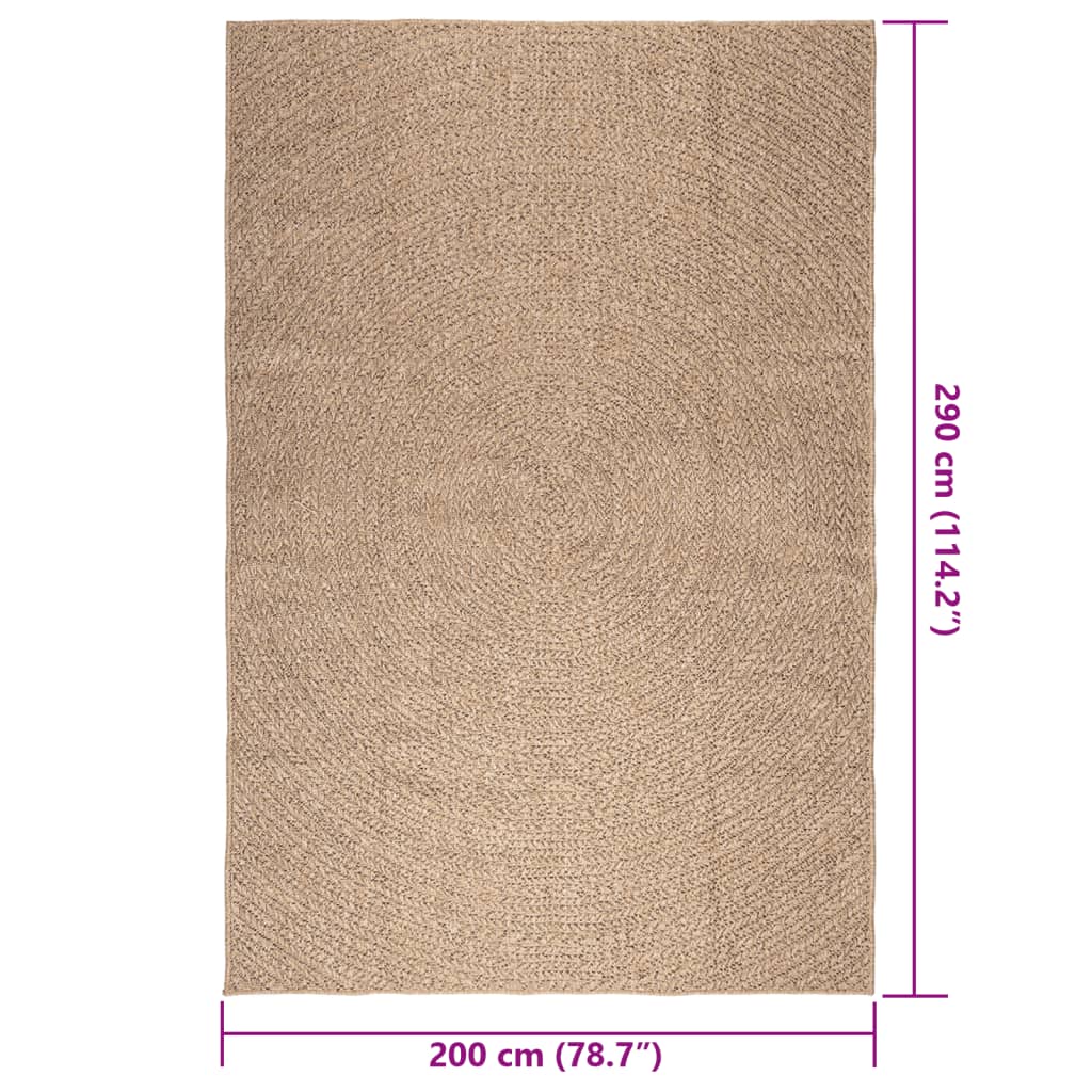 gulvtæppe ZIZUR 200x290 cm jute-look indendørs og udendørs