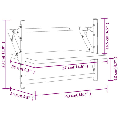 væghylder med stænger 2 stk. 40x25x30 cm sonoma-eg