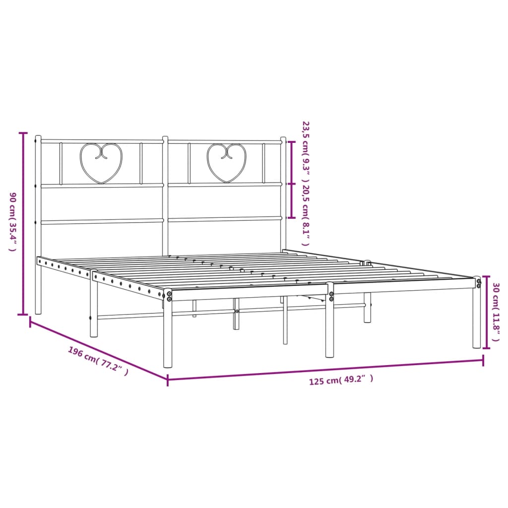 sengeramme med sengegavl 120x190 cm metal sort