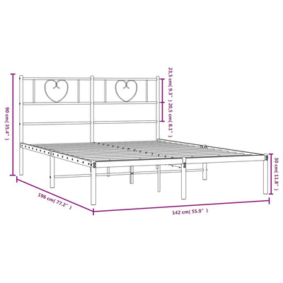 sengeramme med sengegavl 135x190 cm metal sort