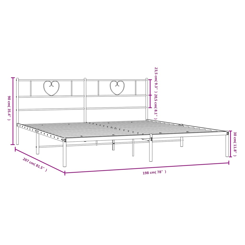 sengeramme med sengegavl 193x203 cm metal hvid