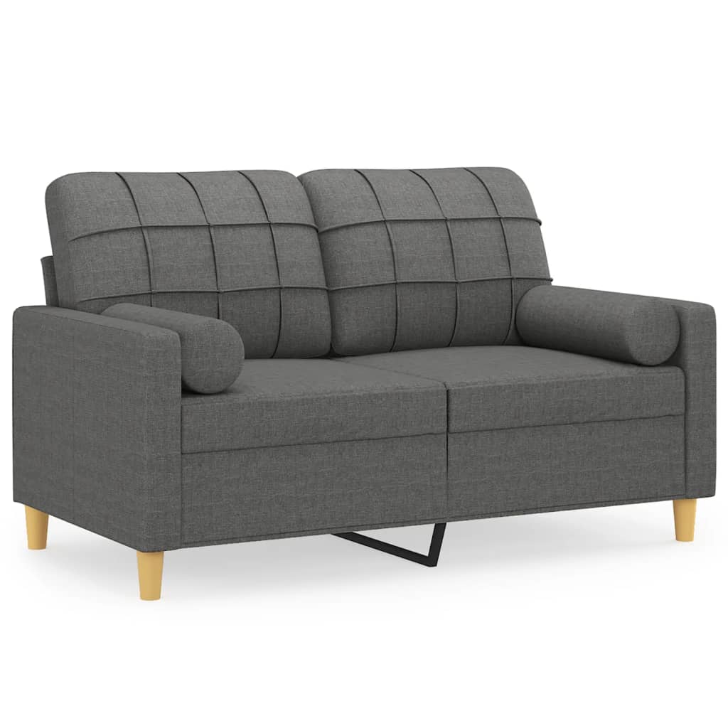 2-personers sofa med pyntepuder 120 cm stof mørkegrå