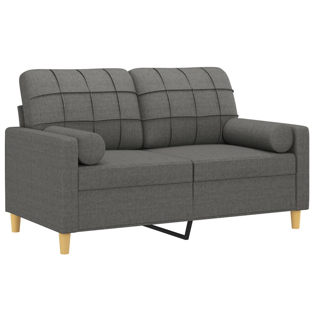 2-personers sofa med pyntepuder 120 cm stof mørkegrå