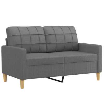 2-personers sofa med pyntepuder 120 cm stof mørkegrå