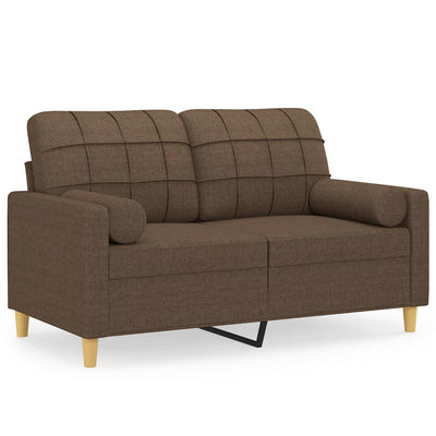 2-personers sofa med pyntepuder 120 cm stof brun