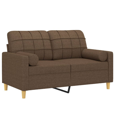 2-personers sofa med pyntepuder 120 cm stof brun