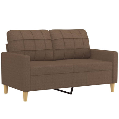 2-personers sofa med pyntepuder 120 cm stof brun