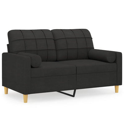 2-personers sofa med pyntepuder 120 cm stof sort