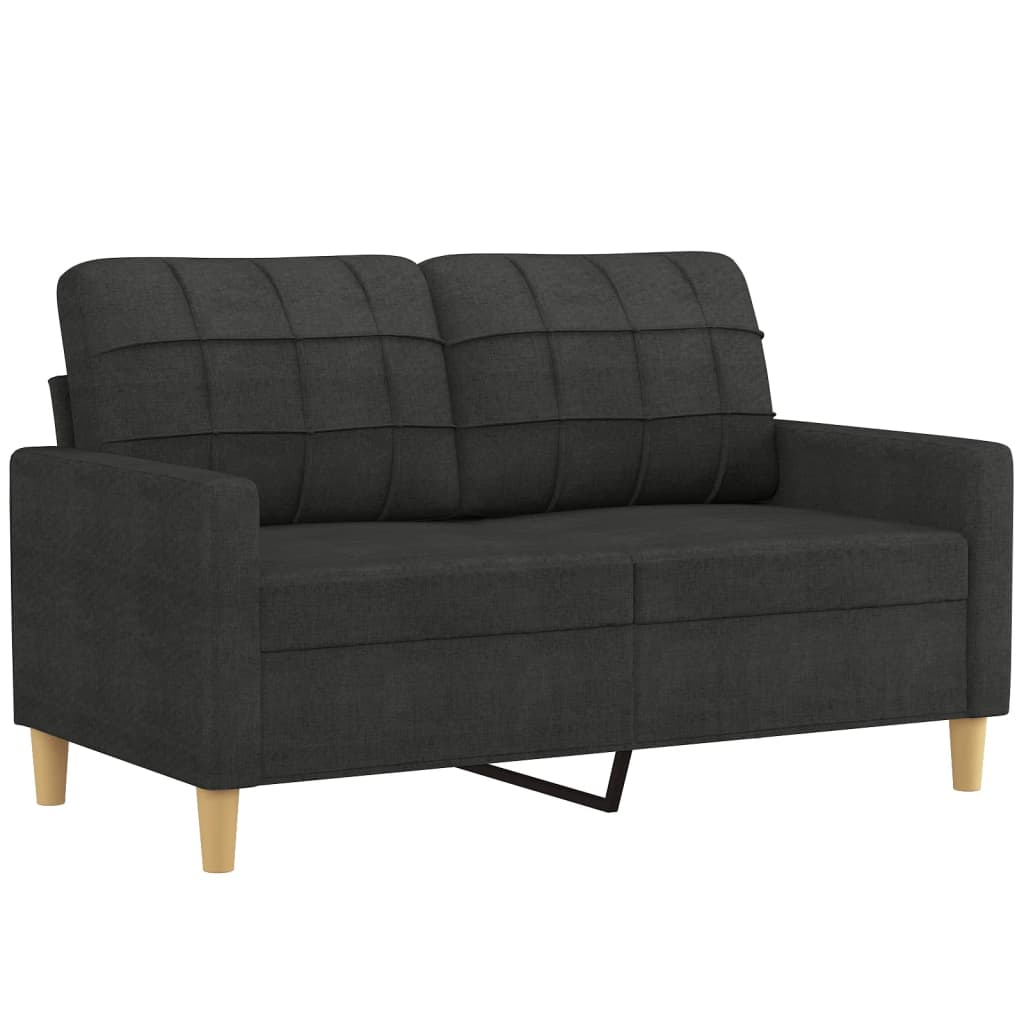 2-personers sofa med pyntepuder 120 cm stof sort