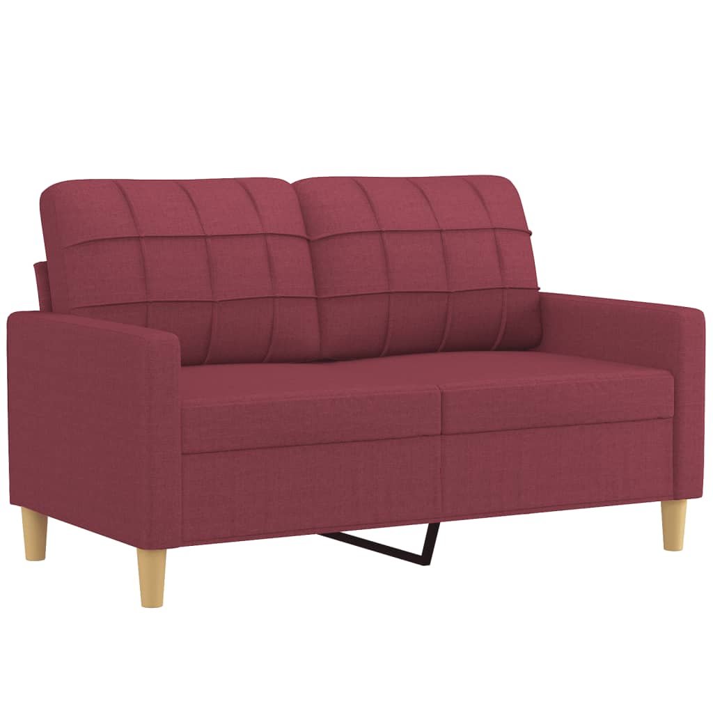 2-personers sofa med pyntepuder 120 cm stof vinrød