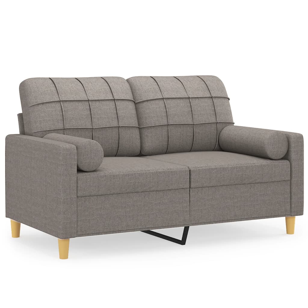 2-personers sofa med pyntepuder 120 cm stof gråbrun