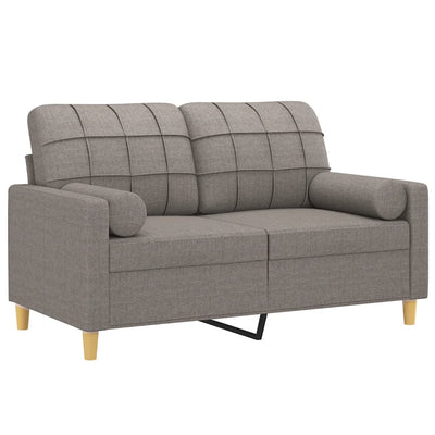 2-personers sofa med pyntepuder 120 cm stof gråbrun