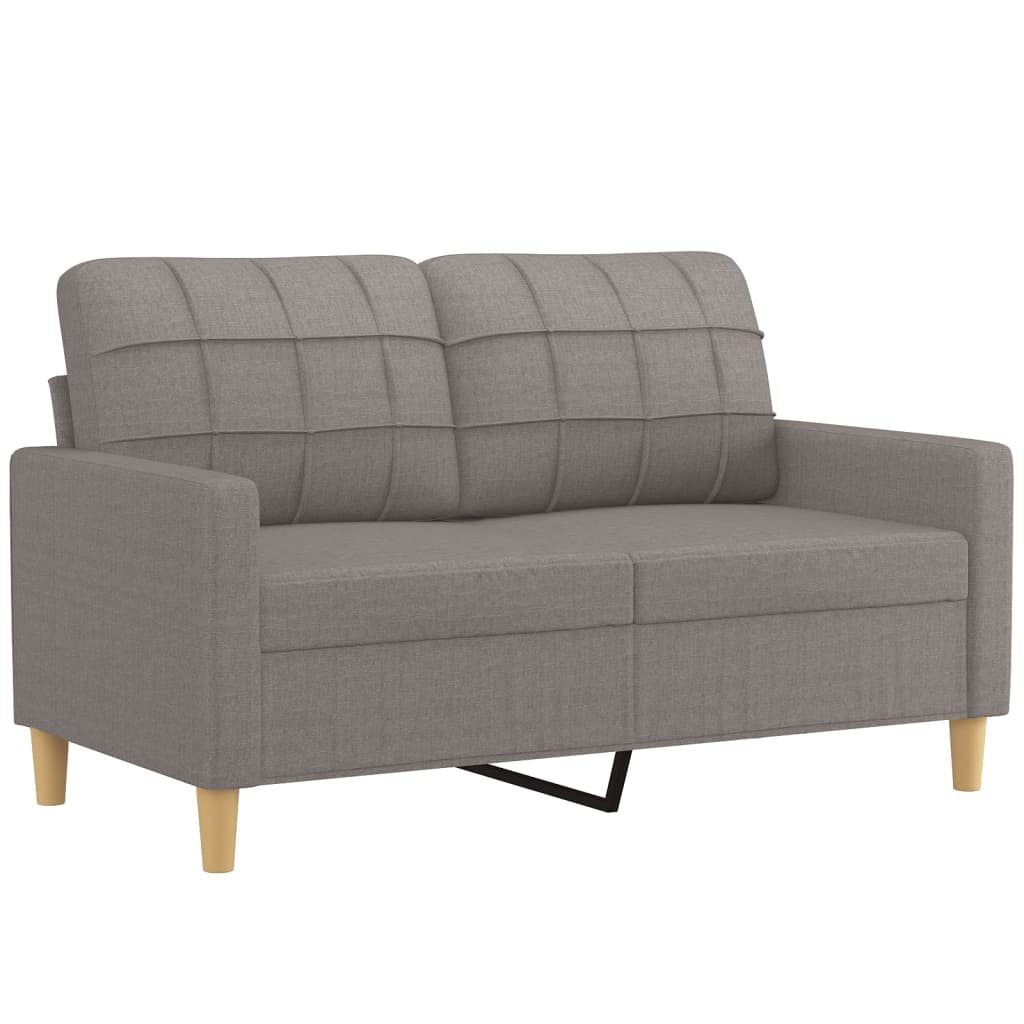 2-personers sofa med pyntepuder 120 cm stof gråbrun