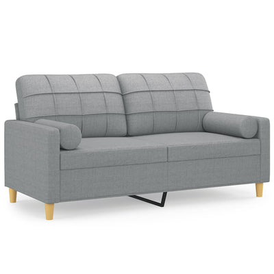 2-personers sofa med pyntepuder 140 cm stof lysegrå