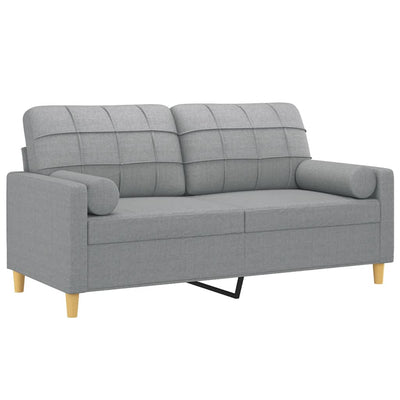 2-personers sofa med pyntepuder 140 cm stof lysegrå