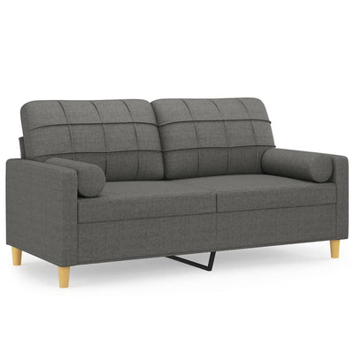 2-personers sofa med pyntepuder 140 cm stof mørkegrå