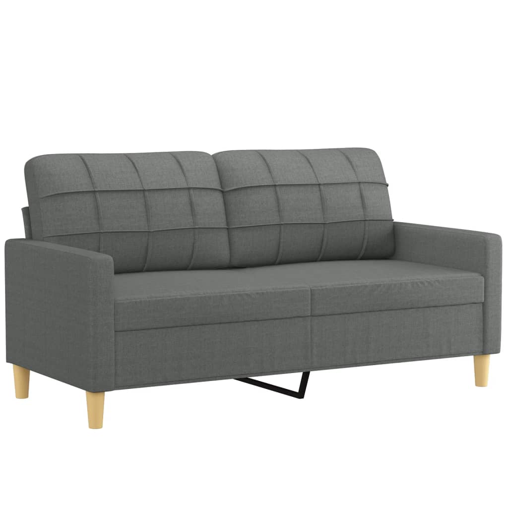 2-personers sofa med pyntepuder 140 cm stof mørkegrå