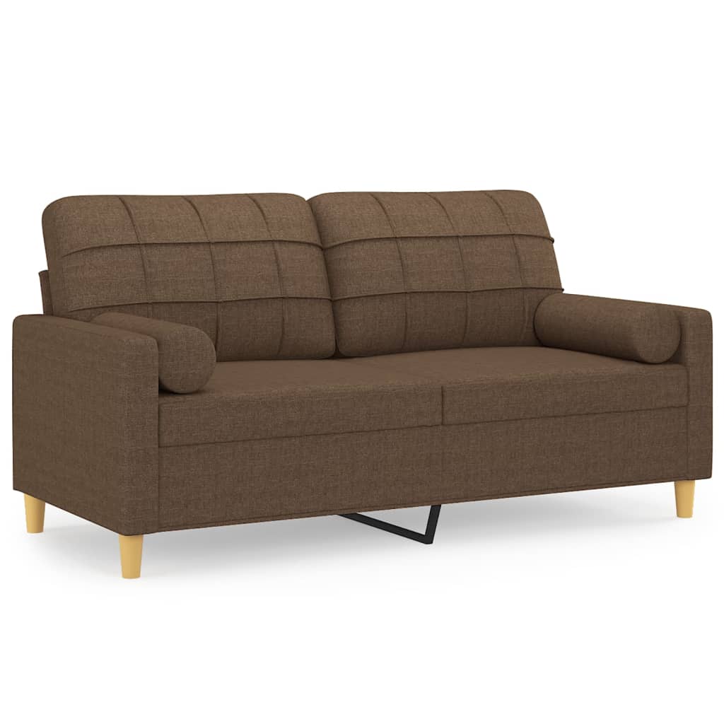 2-personers sofa med pyntepuder 140 cm stof brun