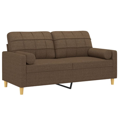 2-personers sofa med pyntepuder 140 cm stof brun