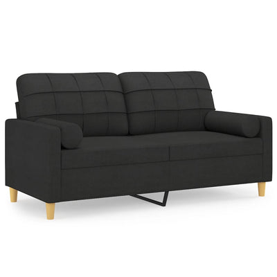 2-personers sofa med pyntepuder 140 cm stof sort