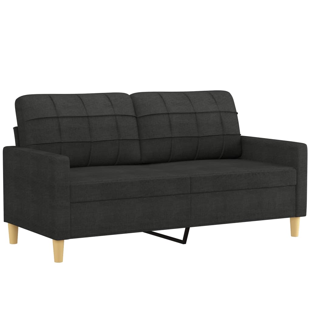 2-personers sofa med pyntepuder 140 cm stof sort